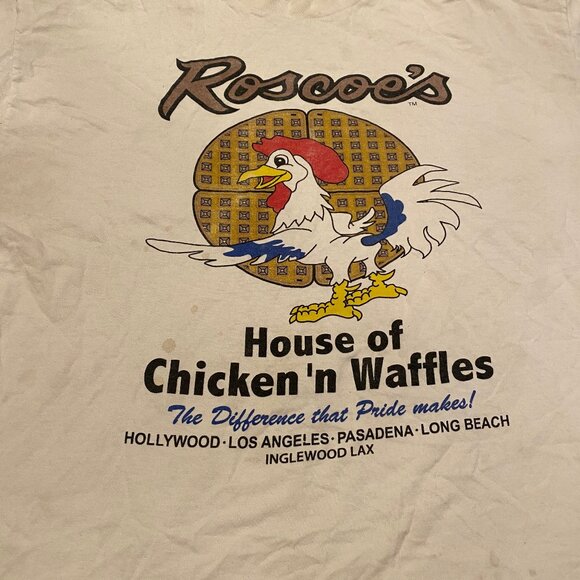 Vintage Roscoe’s House of Chicken ‘n Waffles T-Shirt XL - Some Staining - Picture 1 of 5